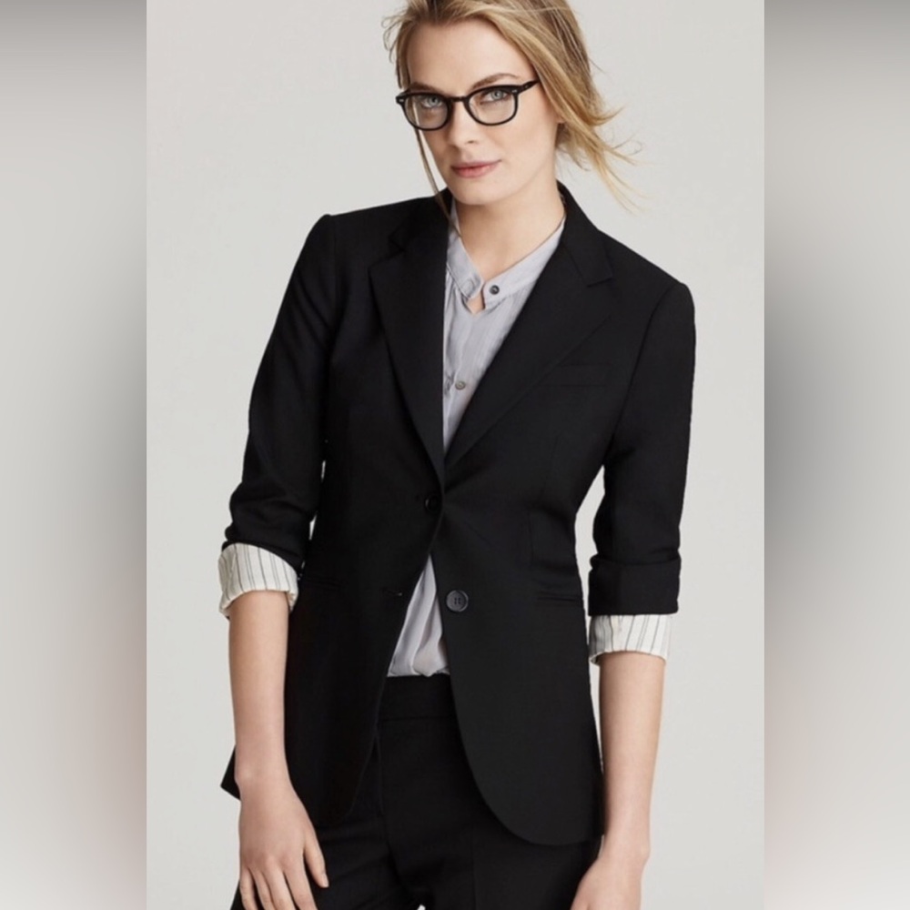 Theory Wool Blend Two Button Ventless Ruched Slee… - image 1